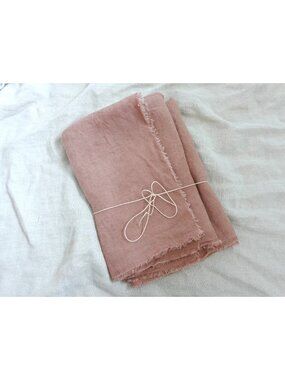 Set of 2 Handmade Reclaimed Linen Napkins Frayed Edge, Soft Washed, Dusty Rose